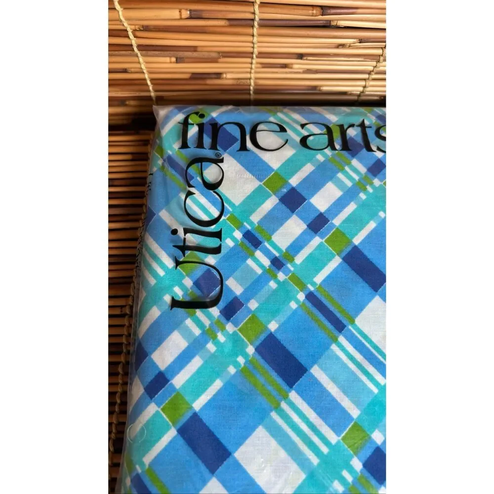 UTICA Fine Arts Sheets NIP J.P. Stevens Derry's Plaid Fitten Twin Vintage Linens